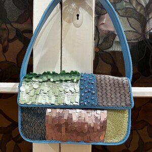 Staud Tommy Bag Patchwork Sherbet Like New - Pink, Green, Blue Sequins
